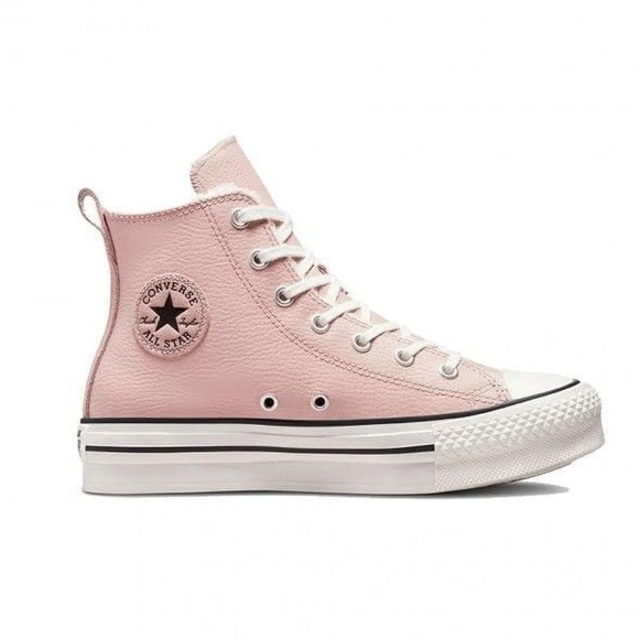 Converse Ctas Eva Life Hi Girls Mauve/White Leather Skate Shoes - Picture 2 of 6